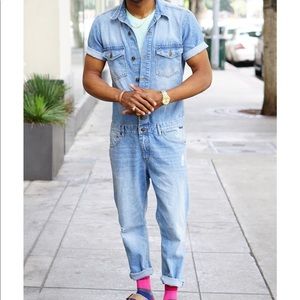 zara men's denim jumpsuit